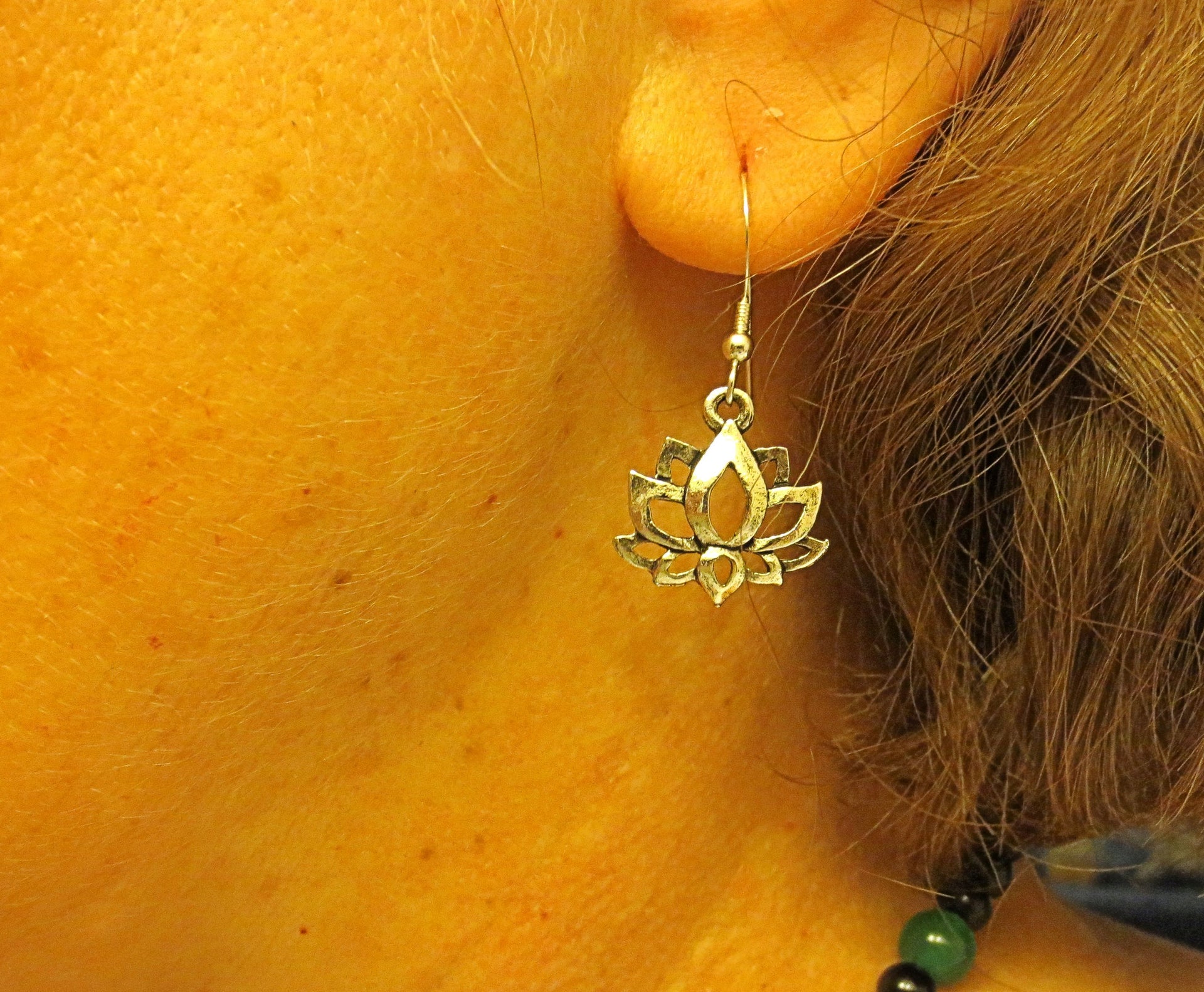 lotus flower silver earrings plain or with gemstones