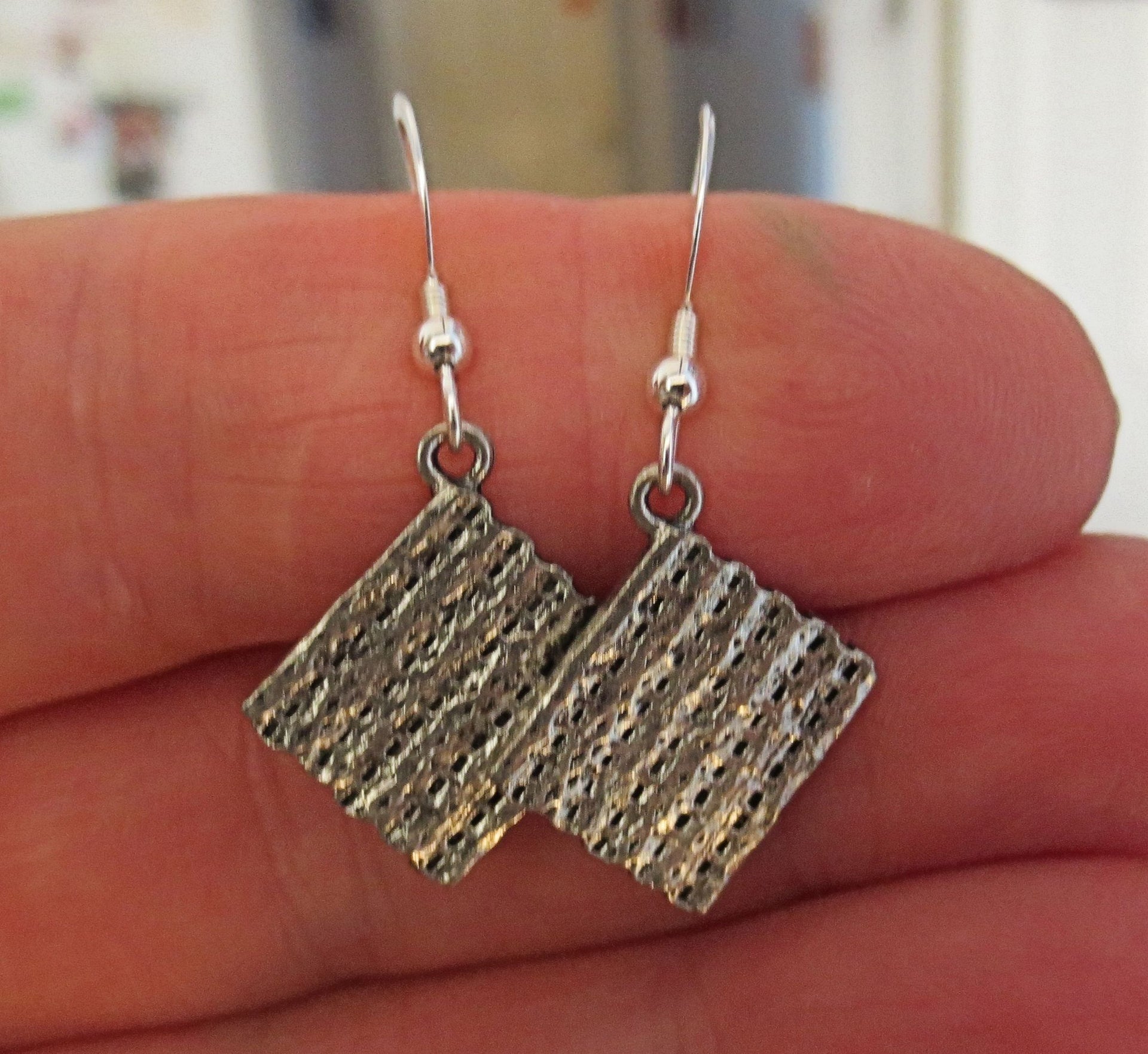 passover theme silver earrings