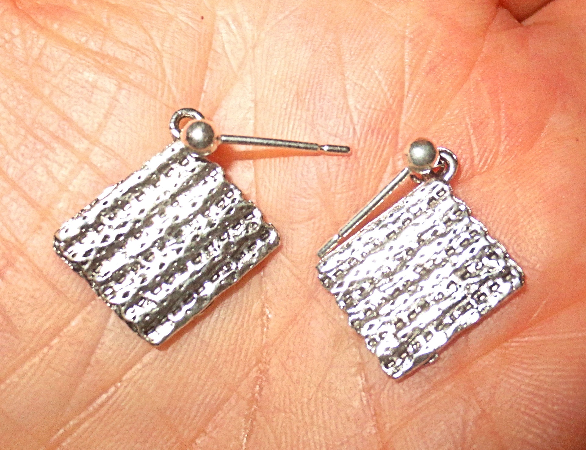 passover theme silver earrings matzo / sterling silver posts