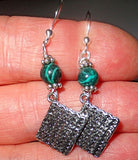 gemstone silver charm earrings for passover seder plates, matzah, haggadah green jasper / matzahs / sterling silver regular ear wires