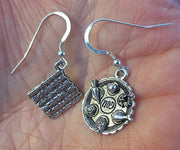 passover theme silver earrings one seder plate one matzah / sterling silver wires