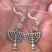 hanukkah or chanukah swarovski crystals silver earrings menorahs and dreidels sterling ear wires