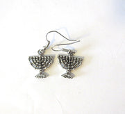 hanukkah or chanukah simple silver earrings menorahs and dreidels