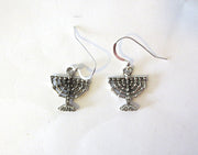 hanukkah or chanukah simple silver earrings menorahs and dreidels