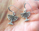 hanukkah or chanukah simple silver earrings menorahs and dreidels menorahs / sterling silver regular ear wires