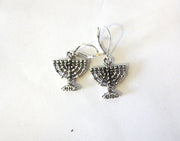 hanukkah or chanukah simple silver earrings menorahs and dreidels