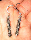 everyday judaica and shabbat silver earrings mezuzah case / sterling regular ear wires