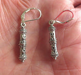 jewish high holiday silver earrings mezuzah case / sterling leverbacks