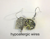 passover theme silver earrings one seder plate one haggadah / hypo allergic wires