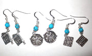 passover gemstone silver charm earrings seder plates, matzo, haggadah, jerusalem star