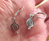 jewish high holiday silver earrings pomegranates / sterling leverbacks