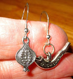 jewish high holiday silver earrings one shofar one pomegranate / sterling regular ear wires