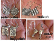 passover theme silver earrings