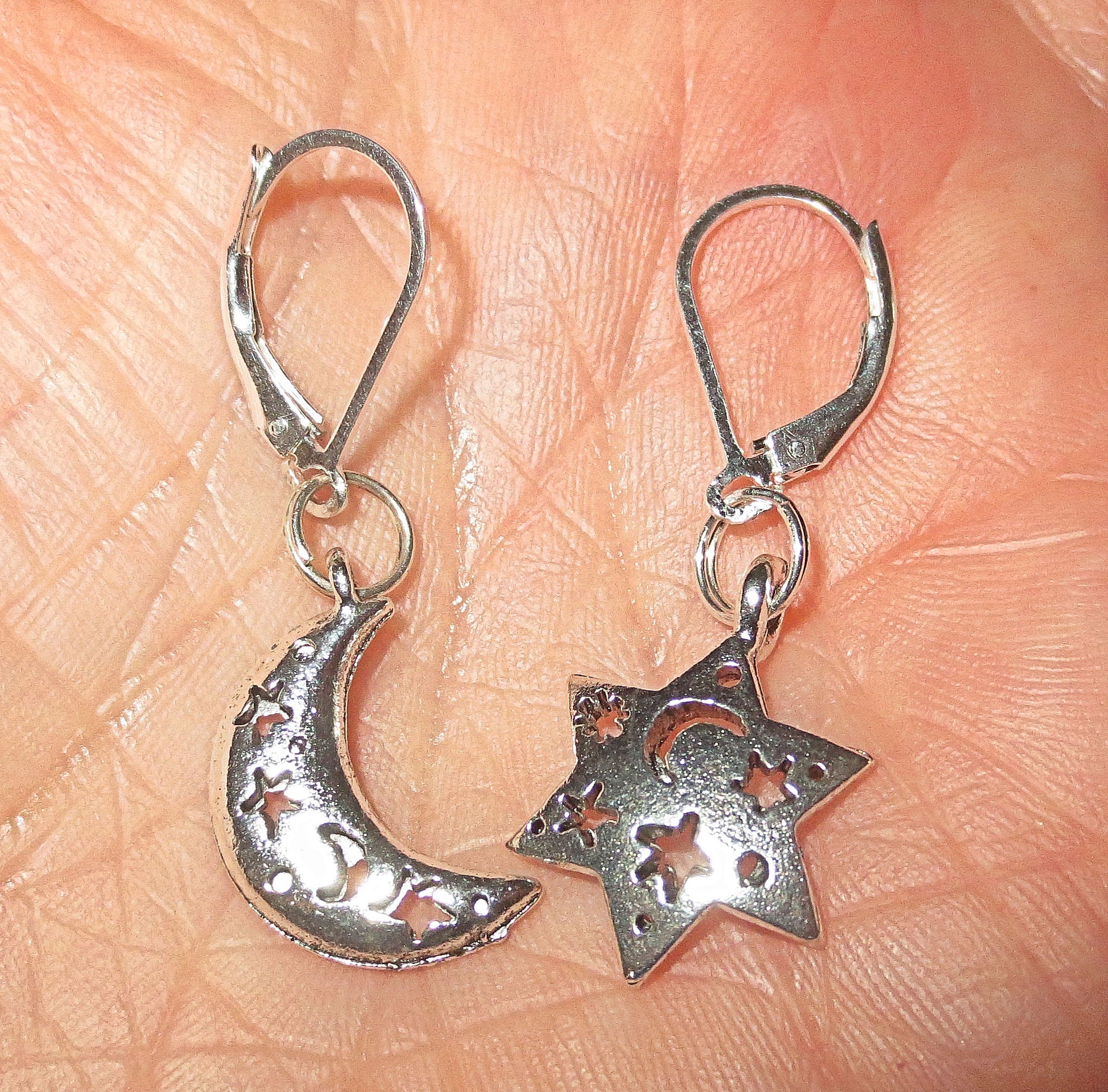 everyday judaica and shabbat silver earrings rosh chodesh / sterling leverbacks