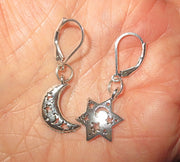 star of david silver charm earrings sterling silver ear wires cut out star of david / sterling leverbacks