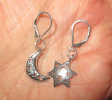 star of david silver charm earrings sterling silver ear wires cut out star of david / sterling leverbacks