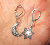 star of david silver charm earrings sterling silver ear wires rosh hodesh / sterling leverbacks