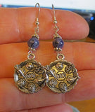 passover gemstone silver charm earrings seder plates, matzo, haggadah, jerusalem star seder plates / purple sesame jasper / regular sterling earwires