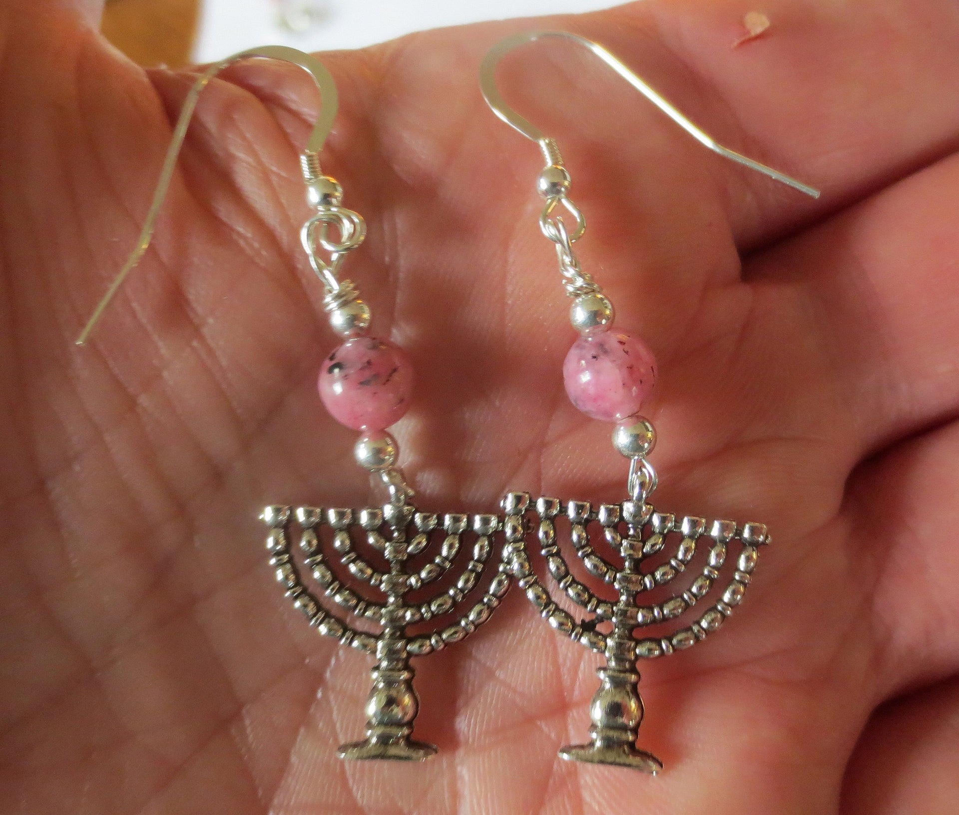 hanukkah or chanukah swarovski crystals silver earrings menorahs and dreidels sterling ear wires