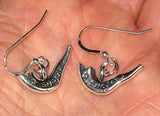 jewish high holiday silver earrings shofars / sterling regular ear wires