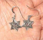 star of david silver charm earrings sterling silver ear wires