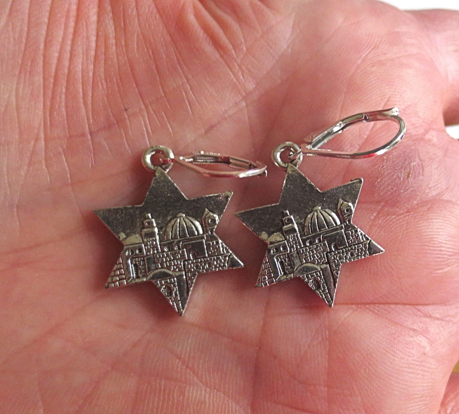 star of david silver charm earrings sterling silver ear wires