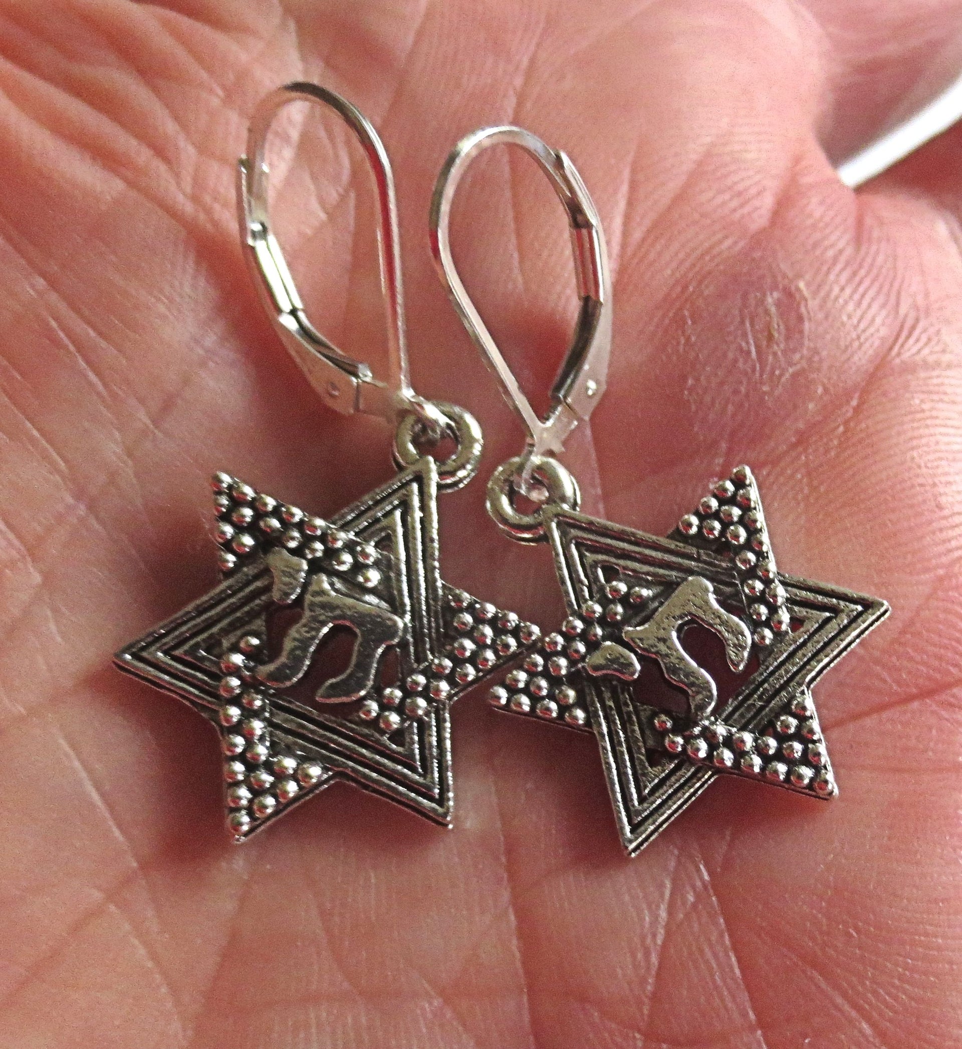 star of david silver charm earrings sterling silver ear wires