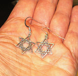 star of david silver charm earrings sterling silver ear wires