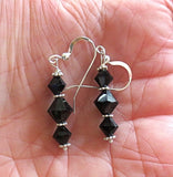 swarovski crystal earrings all sterling silver birthstone crystal earrings jet black / sterling regular ear wires