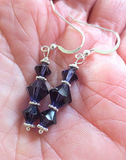 swarovski crystal earrings all sterling silver birthstone crystal earrings purple velvet / sterling regular ear wires