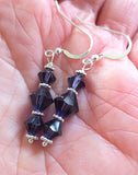 swarovski crystal earrings all sterling silver birthstone crystal earrings purple velvet / sterling regular ear wires
