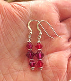 swarovski crystal earrings all sterling silver birthstone crystal earrings ruby red / sterling regular ear wires