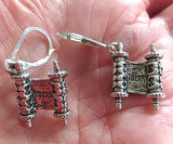 everyday judaica and shabbat silver earrings torah scroll / sterling leverbacks