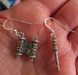 everyday judaica and shabbat silver earrings one torah one yad / hypoallergic wires