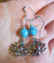 lotus flower silver earrings plain or with gemstones