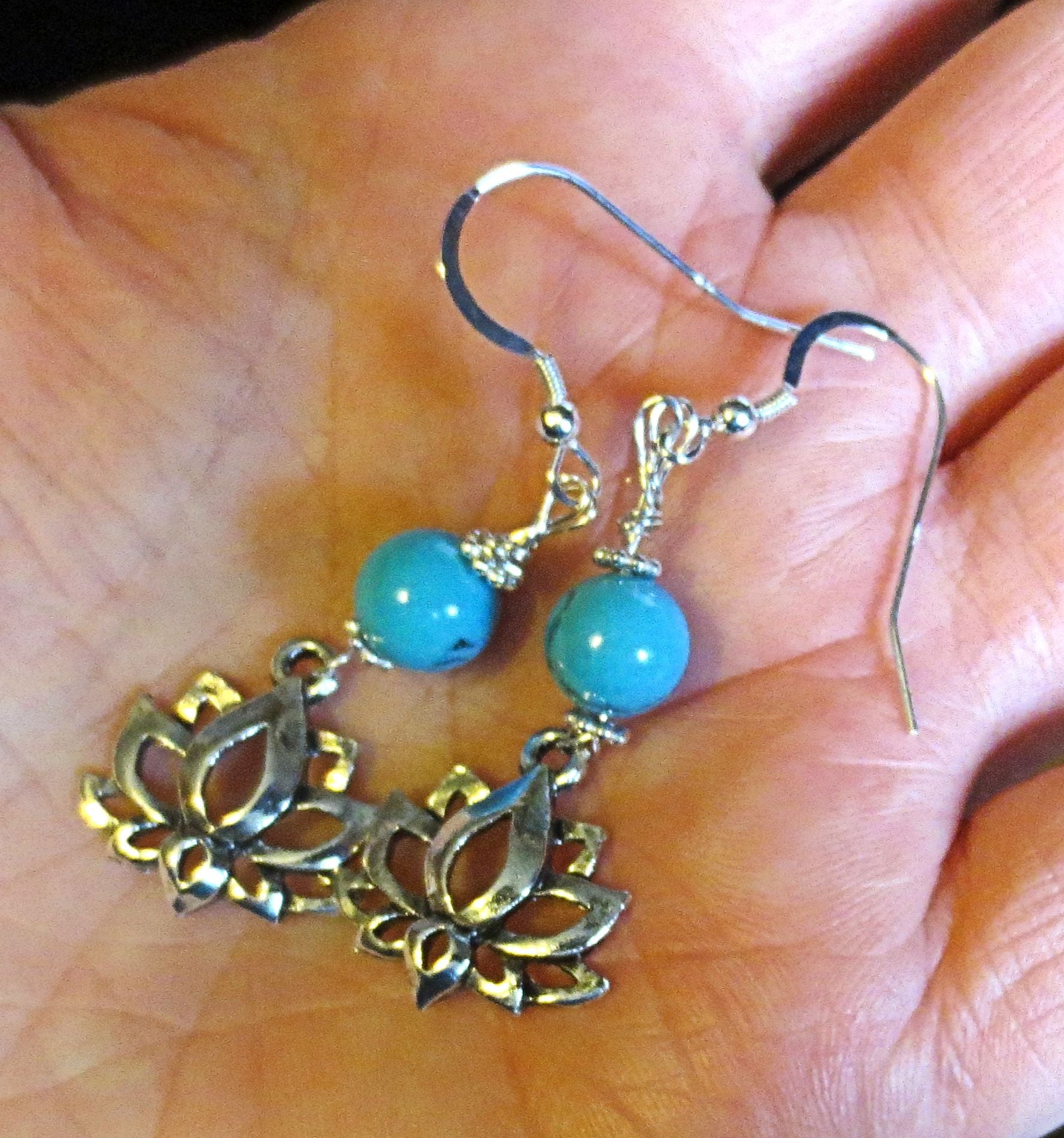 lotus flower silver earrings plain or with gemstones