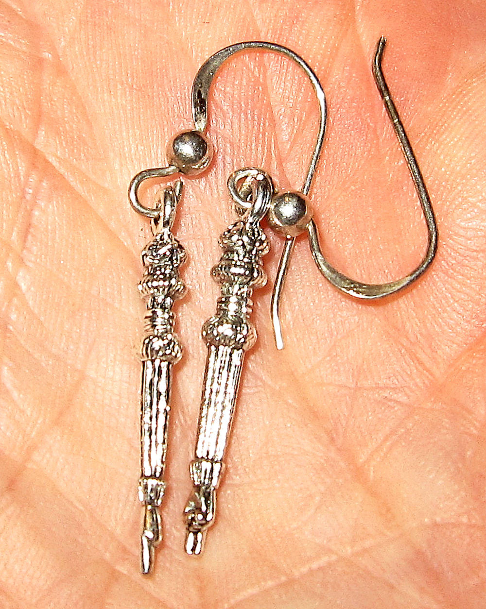 everyday judaica and shabbat silver earrings yad torah pointer / sterling regular ear wires