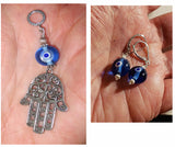 hamsa with evil eye pendant plus matching evil eye earrings sterling silver lever backs