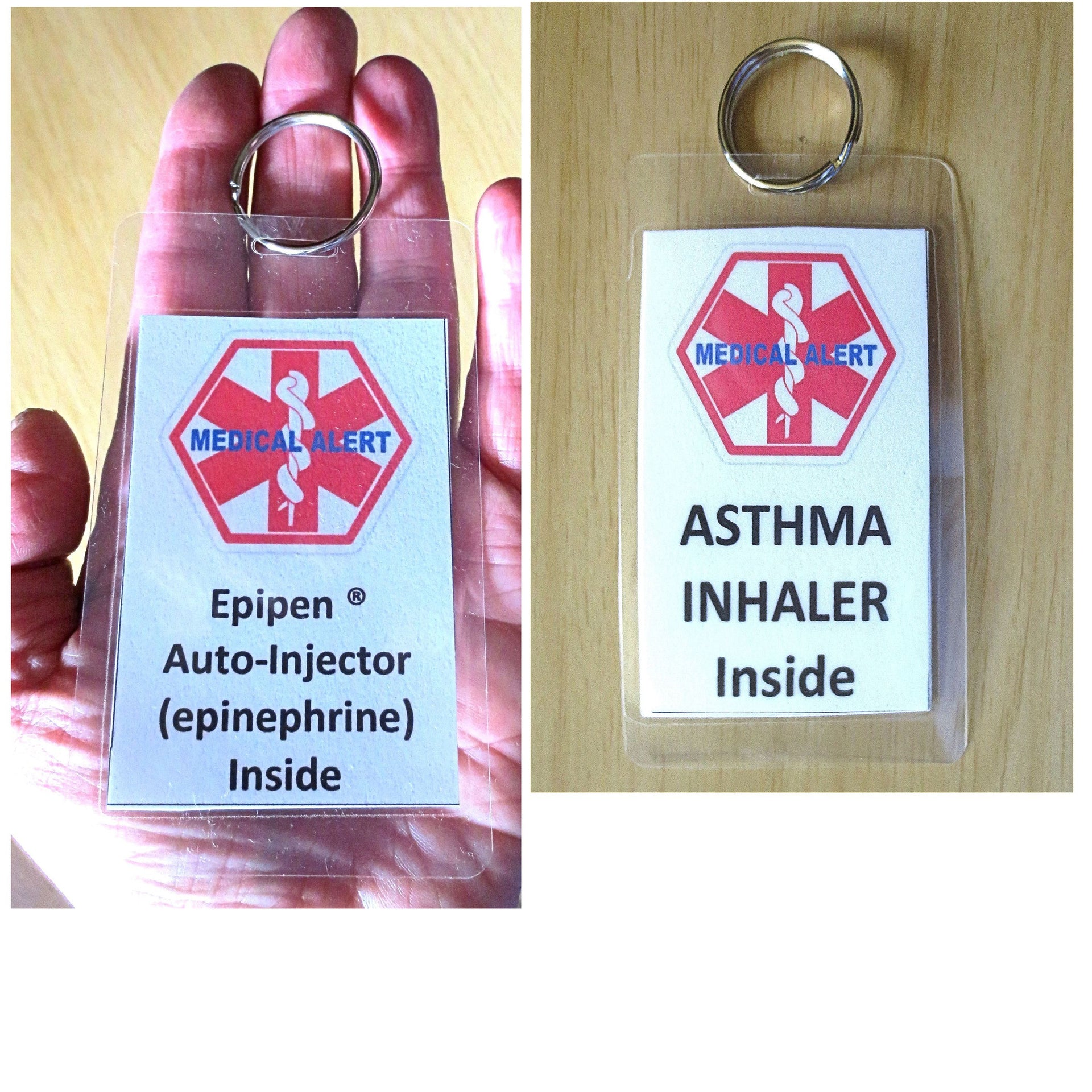 medical alert tag epipen ® auto-injector (epinephrine) inside laminated tag personalize epinephrine + asthma / none