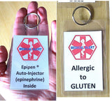 medical alert tag epipen ® auto-injector (epinephrine) inside laminated tag personalize epinephrine + gluten allergy / none