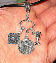 passover pesach simple silver euro pendants --- seder plate, matzah, haggadah, kiddush cup