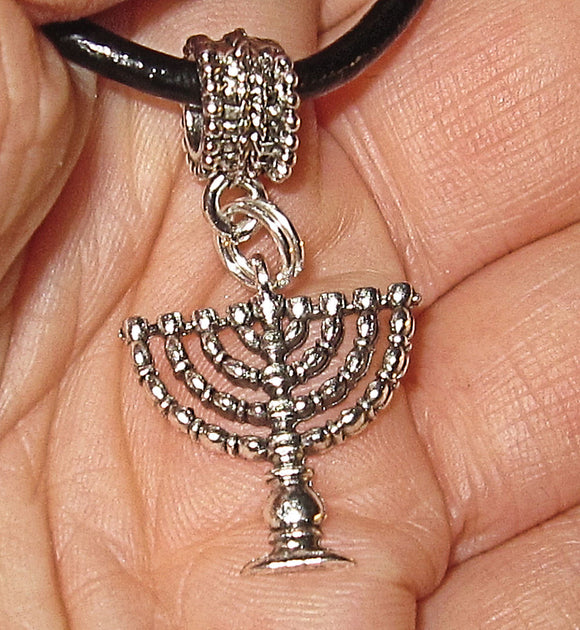 hanukkah or chanukah simple silver pendants --- menorahs and dreidels chanukah menorah