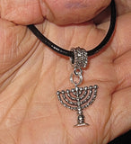 hanukkah or chanukah simple silver pendants --- menorahs and dreidels