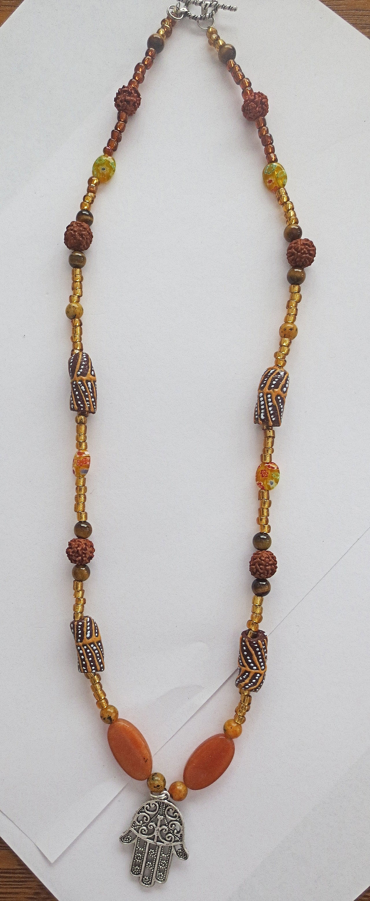 hamsa browns gold gemstone statement necklace sterling silver bohemian style
