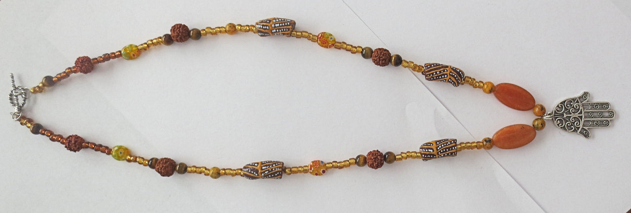 hamsa browns gold gemstone statement necklace sterling silver bohemian style