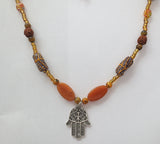 hamsa browns gold gemstone statement necklace sterling silver bohemian style