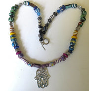 hamsa tribal beads statement gemstone necklace bohemian style