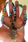 hamsa tribal beads statement gemstone necklace bohemian style