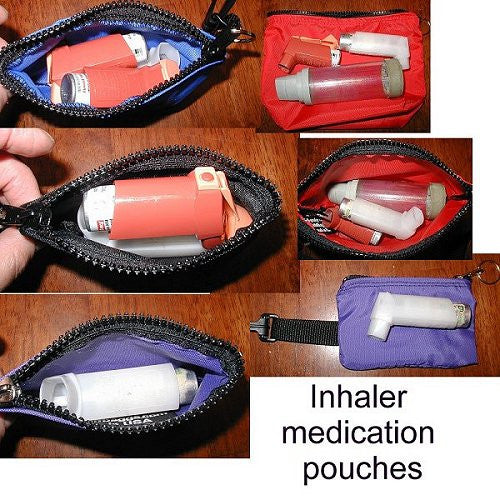 inhaler cases carriers small size embroidered medical alert label medication holders