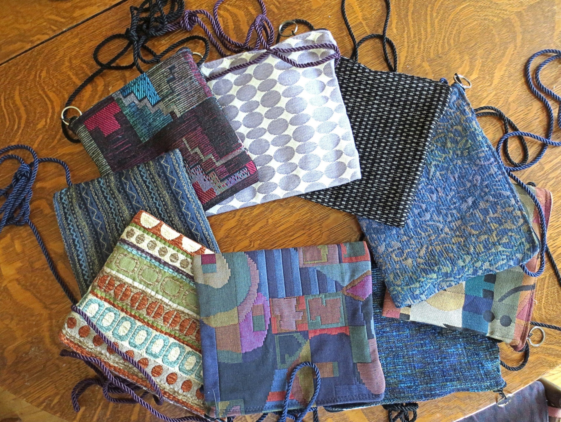 tapestry cross body purse --just the essentials tapestry purse -- mini wallet inside + phone slot --sling cross body waist wear